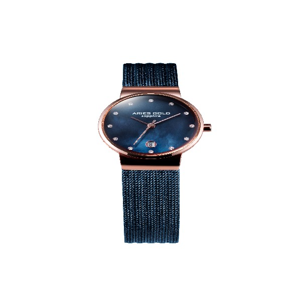 ARIES GOLD ENCHANT CAMILLE ROSE GOLD STAINLESS STEEL L 5002 2TR-BUMOP MESH STRAP WOMEN'S WATCH